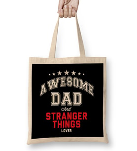 Awesome Dad And Stranger Things Lover Bez Çanta Uzun Saplı