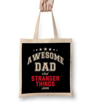 Awesome Dad And Stranger Things Lover Bez Çanta Uzun Saplı