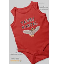 Yavru Kartal Baskılı Bebek Zıbını – Çıtçıtlı Body  %100 Pamuk Sıfır Kol (Kırmızı)