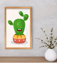 BK Gift  Kaktüs Tasarımlı Dekoratif Retro Ahşap Çerçeveli Tablo-16