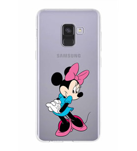 Samsung Galaxy A8 (2018)  Kapak Minnie Mouse Tasarımlı Şeffaf Silikon Kılıf