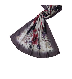 Ebruli Cotton Vual Çiçek Desenli Şal 75x190 cm (Mor)