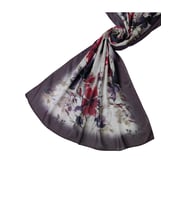 Ebruli Cotton Vual Çiçek Desenli Şal 75x190 cm (Mor)