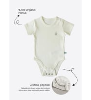 Organik New Basic Uzayan Kısa Kol Body Bebek Boy Ekru
