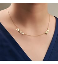 Kişiye Özel Çift İsim Kolye 925K Gümüş (Gold)