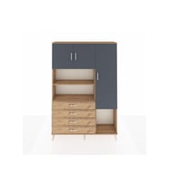 Arges Dolap 8 Raflı 4 Çekmeceli 3 Kapaklı 132x30x195 Çam-Antrasit/Çam