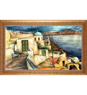 Çerçeveli Paspartulu Manzara Tablo bm1933 (Gold)