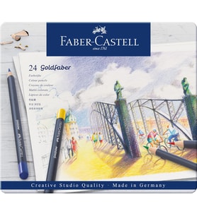 Faber-Castell Goldfaber Sulu Boya Kalemi, 24 Renk, Yüksek Pigment, Canlı Renkler, Su Ile Çözünebilir (Çok Renkli)
