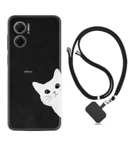 Xiaomi Redmi Note 11E Kılıf Resimli Boyun Askılı İpli Desenli Silikon Series Çılgın Kedi 1895