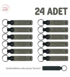 Kül Gri & Lacivert, Geleneksel Etkinlikler İçin Özel Üretim, 24' lü Set, Hediyelik Hatıra Anahtarlık