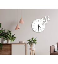 BK Home Dekoratif 45cm Ahşap Duvar Saati-57 (Beyaz)