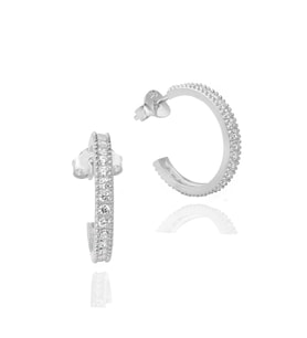 Tamtur Işıltı Dizilim Night Kadın Gümüş Küpe 18 MM (Beyaz)