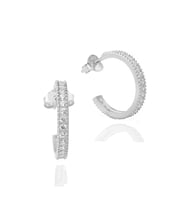 Tamtur Işıltı Dizilim Night Kadın Gümüş Küpe 18 MM (Beyaz)