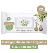 Baby Turco Doğadan Yenidoğan Islak Havlu Mendil 60x9 540 Yaprak