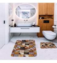 Banyo Halısı Ikili Klozet Takımı Kaymaz Tabanlı Banyo Paspas Takımı (Karışık)