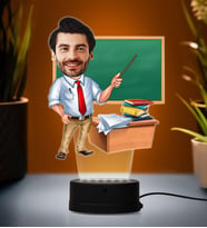 Doğum Günü Hediyesi,Sevgiliye Hediye, Kişiye Özel Fotoğraflı Erkek Öğretmen Karikatür 3D Led Lamba (Beyaz)