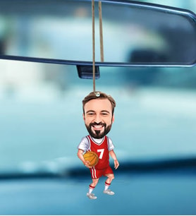 Kişiye Özel Basketbolcu Tasarımlı Karikatür Araba Dikiz Ayna Süsü 98