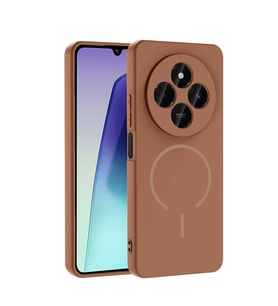 Lexroo Xiaomi Redmi 14C 4G Kılıf M-safe Şarj Özellikli Meta Kılıf - Kahverengi