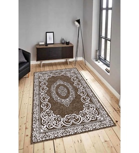 Dijital Baskılı Yıkanabilir Kaymaz Modern Renkli Salon Halısı Mutfak Halısı Yolluk ND-HY-817 (Kahverengi)