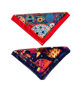 2 Li Saten Bandana Seti Saten Fular Saten Çanta Aksesuarı Özel Desen Bandana 45X50 Cm