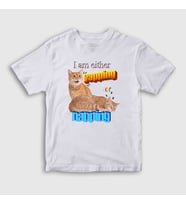 Presmono Unisex Çocuk Beyaz Yapping Hediye Turuncu Kedi Kedili T-Shirt 505189tt