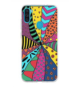 PrintiFy Samsung Galaxy M11 ile Uyumlu 1mm Slim Fit Retro Colors 4 Baskılı Şeffaf  Kılıf