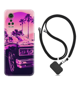 General Mobile GM 21 Pro GM 22 Pro Plus Kılıf Boyun Askılı Silikon Mor Araba 1711