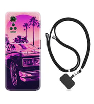 General Mobile GM 21 Pro GM 22 Pro Plus Kılıf Boyun Askılı Silikon Mor Araba 1711
