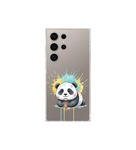 Samsung Galaxy S24 Ultra ile Uyumlu Splash Panda Tasarımlı Şeffaf Silikon Kılıf