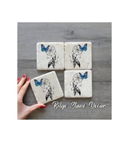 bilge tasarım Stone Decor Taş Bardak Altlığı 4'lü Set 10x10x1 Cm desenli