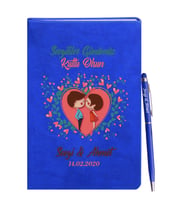 Sevgililer Gününe Özel Mavi Defter Kalem Hediye Seti 3