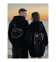 Oversize Hoodie Grafik El Çizimi Baskılı – Unisex Kapüşonlu Sweatshirt Streetwear 2'li Set (Siyah)