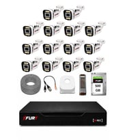 FURY 14 Kameralı 1080P Sesli 6 Warm LED Renkli Gece Görüşlü Güvenlik Kamera Sistemi 500GB 1606