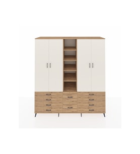 Kronos Dolap 9 Raflı 10 Çekmeceli 2 Askılı 220x59x243 Çam-Aytaşı/Çam