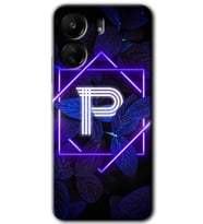 Xiaomi Redmi 13C Kılıf HD Desen Baskılı Kılıf - Dark Neon Yaprak P Harfi