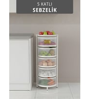 5 Katlı Sebzelik Açılır Metal Patates Soğan Sepeti Paslanmaz Meyvelik Organizer Sepet Beyaz
