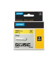 Dymo Rhino Pro Etiketi Renkli Vinil 19 MMx5,5 MT Sarı Üzerine Siyah 18433