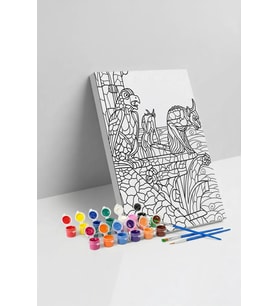 Mitolojik Figürler Desenli Mandala Tuval Boyama Seti 40x50 cm