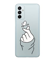 Samsung Galaxy M14 Uyumlu Kalp Desenli Şeffaf Telefon Kılıfı