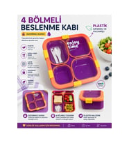 4 Bölmeli Gıdaya Uygun Plastik Yemek Kabı Sızdırmaz Kapaklı 800ML