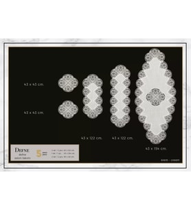 Salon Takımı 5 Parça Keten Dantelli Masa Örtüsü Runner Seti Defne Model No 9385 -Krem-Krem