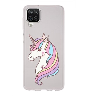 Samsung Galaxy A12 Uyumlu Kapak Unicorn Tasarımlı Şeffaf Silikon Kılıf