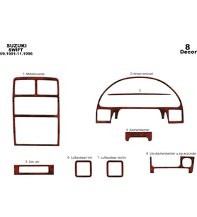 Meriç® Suzuki Swift Ön Torpido Kaplama Maun 8 Parça 1991-1996 (Maun)