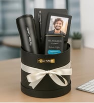 Kişiye Özel Fotoğraflı,Çerçeve,Defter,Kalem,Kahve Ve Termos Premium Silindir Kutu Hediye Seti