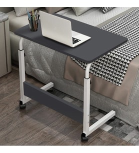 Yükseklik Ayarlı Laptop Sehpası ve Çalışma Masası - Antrasit Beyaz (Tekerli) 70x40 Oval Kenar