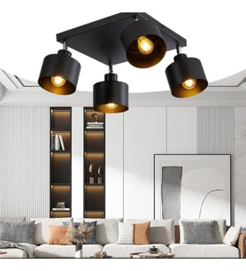 Rsylight Retro Metal 180 Derece Hareketli 4 Lü Kare Dekorarif Tavan Plofyoner Avize
