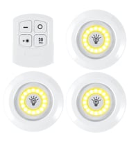 UpWay Kumandalı Dolap Tezgah Üstü Parlaklık Ayarlanabilir COB LED Gece Lambası-3’lü Paket (Beyaz)