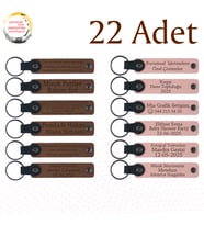 A Kahve & Yavru Ağzı, Nişan Merasimlerine Değer Katan Hediye, 22’li Set, Tarih Ve İsimli Deri Hatıra