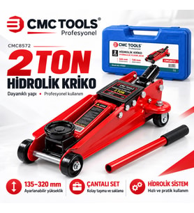 CMC Tools 2 Ton Hidrolik Kriko Arabalı Kriko Taşıma Çantalı 135-320 mm