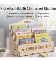 Kişiye Özel Montessori Ahşap Mini Kitaplık -Kişiye Özel Çocuk Odası Kitaplık -Kişiye Özel Masaüstü Mini Kitaplık- İsme özel kitaplık